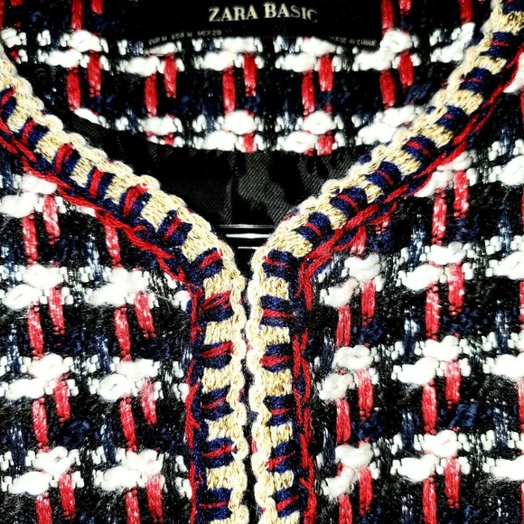 Zara Multicolor New Tweed Blazer Sz M - Picture 5 of 8